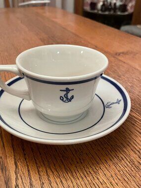Vintage US Navy Anchor Cup and Saucer Set Homer Laughlin/Anchor Hocking*
